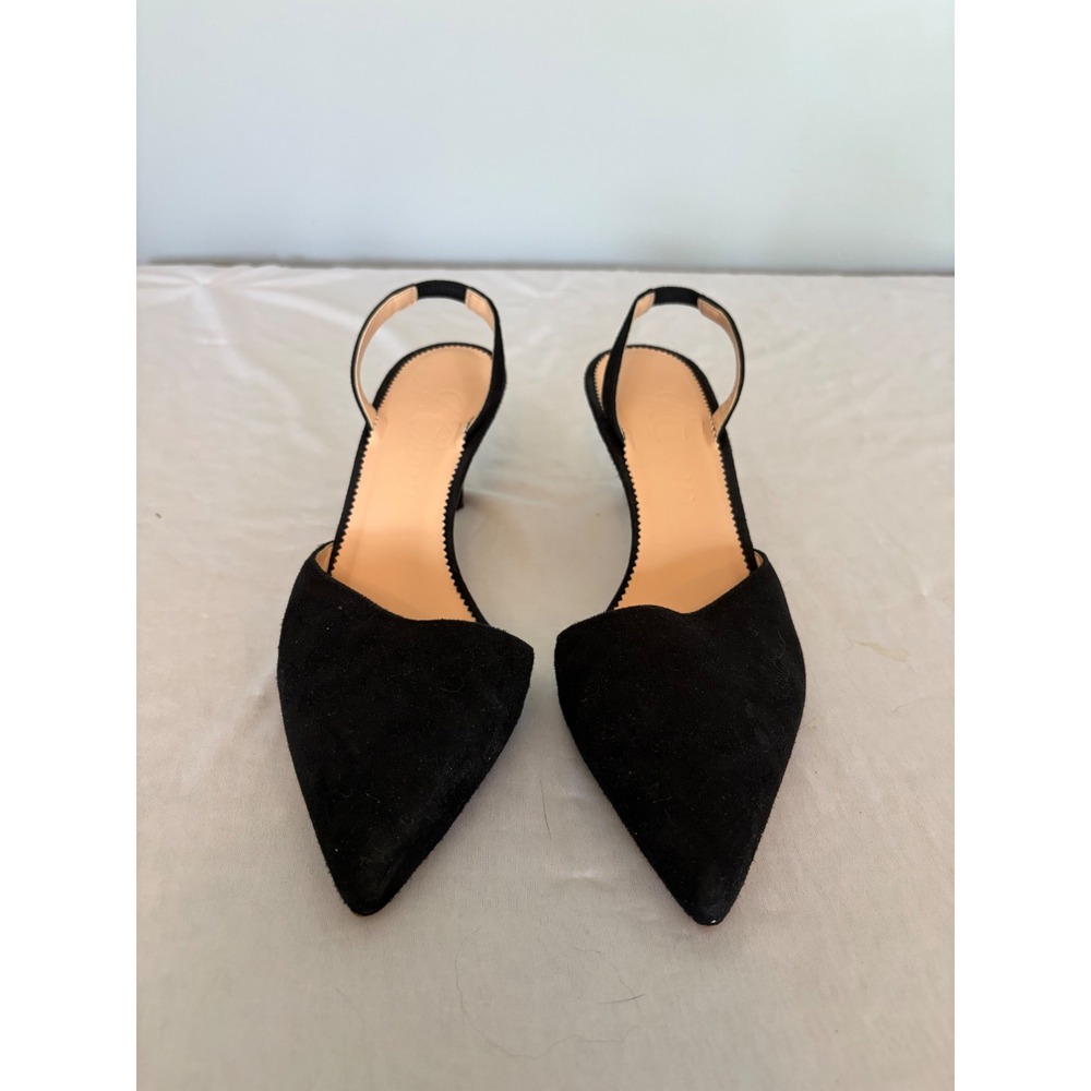 J.Crew Black Suede Slingback Pumps Heels 8.5
